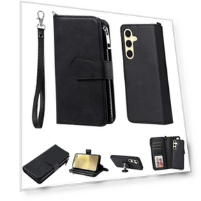 Magnetic Leather Case with Detachable Zipper Wallet Strap — Flip Cases, Smartwatch 2025