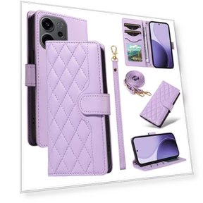 Wallet Case Rhombus Leather Phone Cover with Strap — Basic Cases, Smartwatch 2025