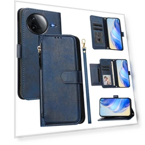 Zipper Pocket Multiple Card Slots Leather Phone Cover — Basic Cases, Smartwatch 2025