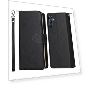 Zipper Pocket PU Leather Phone Cover with Hand Strap — Phone Accessories, Smartwatch 2025