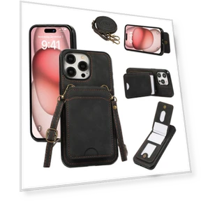 Leather+TPU Phone Cover with Card Holder and Kickstand — Phone Accessories, Smartwatch 2025