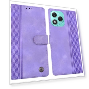 Leather Case Imprinted Checkered Pattern Wallet Stand Flip Phone Cover — Flip Cases, Smartwatch 2025