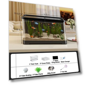 LED Illuminated Transparent Desktop Aquarium Set — Lights, CDxianshen