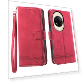 Lines Imprint Wallet Leather Phone Cover with Wrist Strap — Smartwatch Protectors, Smartwatch 2025