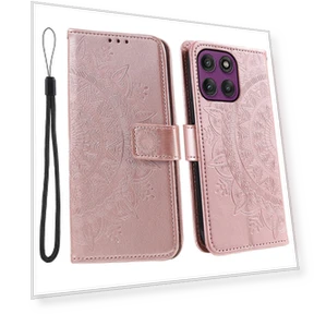 Stand Case Imprinted Totem PU Leather Wallet Phone Cover with Wrist Strap — Phone Accessories, Smartwatch 2025