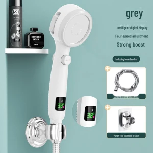 Luxury Smart LED Shower Head Set with Hand Sprayer and Heater, Build My Home