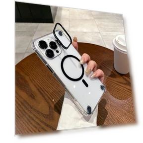 Magnetic Clear Case Shockproof Hybrid Phone Shell with Camera Lens Frame Kickstand — Phone Accessories, Smartwatch 2025