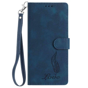 Leather Book Case with Embossed Feather Pattern, Best Phone Cases