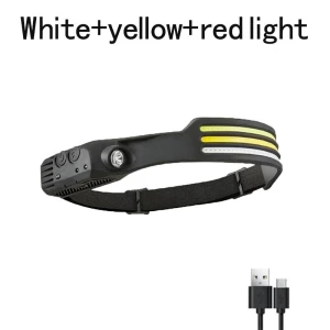 LED Headlight with Motion Sensor and USB Rechargeable Battery, CACCES