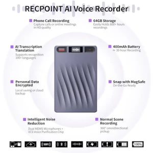 AI Voice Recorder with Transcription and Summarization, RECPOINT