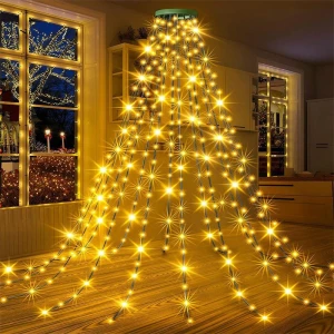 LED Star Waterfall Christmas Tree Topper Light, AI Supermarket