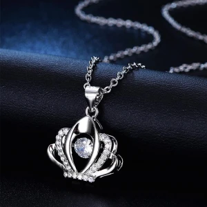 Designer Smart Heart Necklace with Crown, Lucky Star Jewelry
