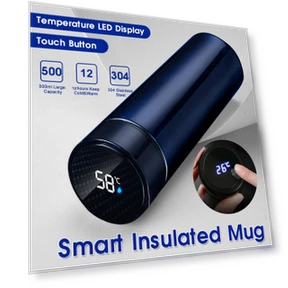 Smart Stainless Steel Thermos with LCD Display — Instant-Read, A qi