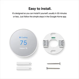 Thermostat - Smart Thermostat for Home - Programmable Wifi Thermostat - Snow (Renewed) — Smart Thermostat, Google