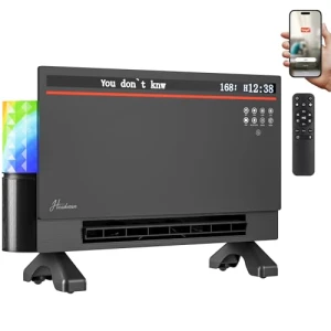 Smart Electric Panel Space Heater with Bluetooth Speaker, Lyric Display & RGB Lights, Hawkrown
