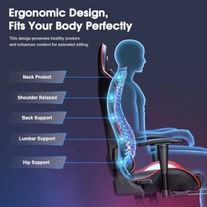 7-Point Massage Gaming Chair with Footrest and Recliner, Douxlife