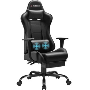 Gaming Chair with Footrest and Massage Lumbar Support — Ergonomic Chair, Homall