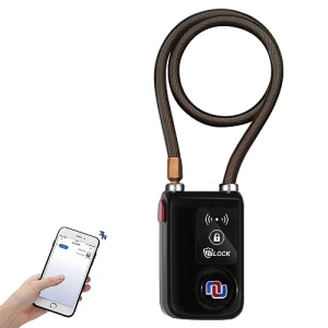 Keyless Bluetooth Bike/Motorcycle/Gate Lock with Alarm and Braided Steel Cable — Smart Lock, NUNET