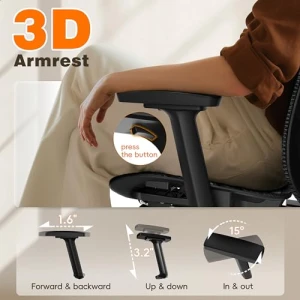 Ergonomic Office Chair with Footrest, Reclining Desk Chair with Adjustable Lumbar Support, 3D Armrest, Headrest & Large... — Ergonomic Chair, GABRYLLY
