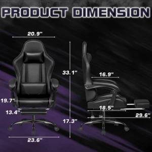 Gaming Chair with Footrest and Massage Lumbar Support — Ergonomic Chair, Homall