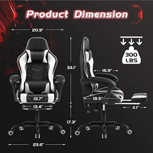 Gaming Chair with Footrest and Massage Lumbar Support — Ergonomic Chair, Shahoo