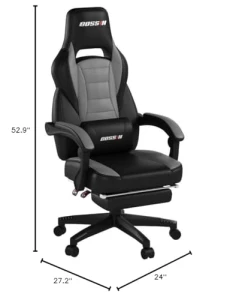 Gaming Chair with Massage, Ergonomic Heavy Duty Design with Footrest and Lumbar Support, Large Size Cushion High Back... — Ergonomic Chair, BOSSIN