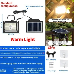Solar Powered LED Clamp Light with Motion Sensor, LumenLoom