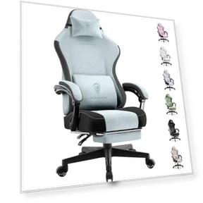Gaming Chair Fabric with Pocket Spring Cushion, High Back Ergonomic Computer Chair with Footrest for Adults, Massage... — Gaming Chairs, Dowinx