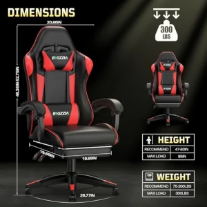 Gaming Chair with Footrest and Massage Lumbar Support — Ergonomic Chair, Bigzzia