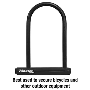 Black Bike Lock with Key, Standard Size U-Lock, Master Lock
