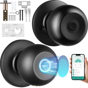 Smart Door Knob with Fingerprint and Bluetooth Lock — Smart Lock, VEVOR