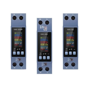 8-in-1 Energy Meter with Voltage, Current, Power Monitoring, TFT Screen, WiFi Remote Control, and DIN Rail Installation — Energy Monitor, KEWEISI