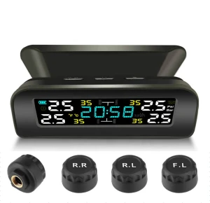 Solar Clock LCD Display Wireless Tire Pressure Monitoring System — TPMS
