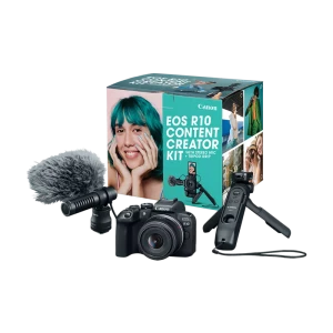 Mirrorless Vlogging Camera with Lens, Tripod and Microphone, 24.2MP, 4K Video, Canon