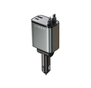 Retractable Car Charger 69W USB C Fast Charging Adapter, LISEN