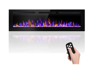 Electric Fireplace Wall Mounted and Recessed with Remote Control, BETELNUT
