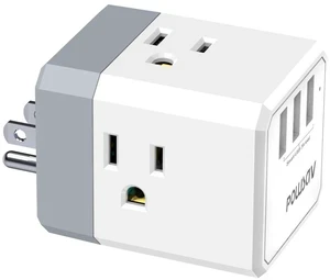 USB Wall Charger and Extender with 3-Way Splitter