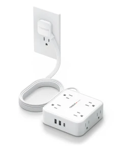 Flat Plug Power Strip Surge Protector, TESSAN