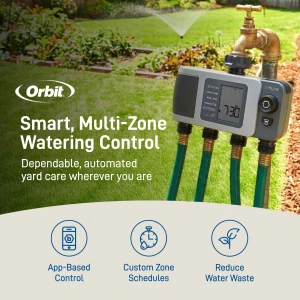 4-Port Smart Hose Watering Timer with Wi-Fi Hub — Irrigation System, Orbit