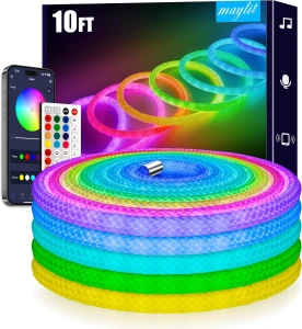 360 Degree Luminous Reticulate Weave Rope Lights, 10ft Addressable ICRGB LED Strip Lights — LED Strip Lights, maylit