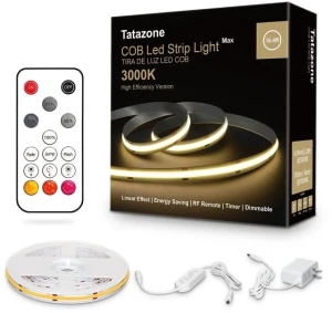 COB Led Strip Lights Max with RF Remote, 16.4ft 3000K CRI93+ Dimmable Ultra Bright Warm White — LED Strip Lights, Tatazone