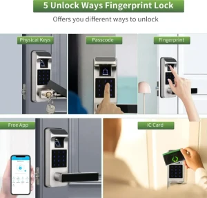 Smart Door Lock, Heavy Duty 5 in 1 Keyless Entry Door Lock — Smart Lock, HARFO