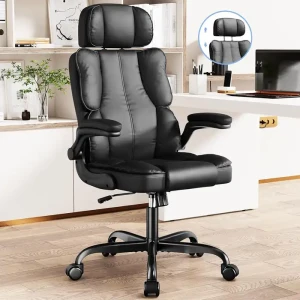 Ergonomic Executive Office Chair with Adjustable Headrest & 90° Flip-Up Arms — Smart Chairs, Kensaker