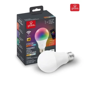 Wi-Fi Smart 10W LED Bulb, Multicolor RGB + Tunable White — Smart Light Bulb, Globe Electric