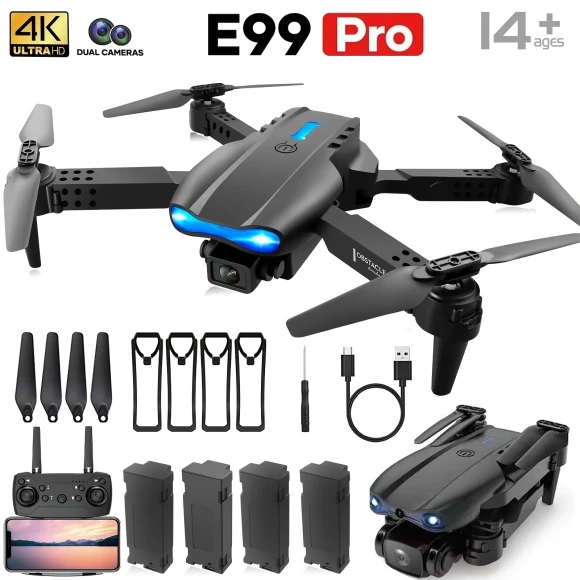 Dual Camera Drone with Wi-Fi and App Control, 1080p HD, GPS Hold, Outdoor Use, E99pro