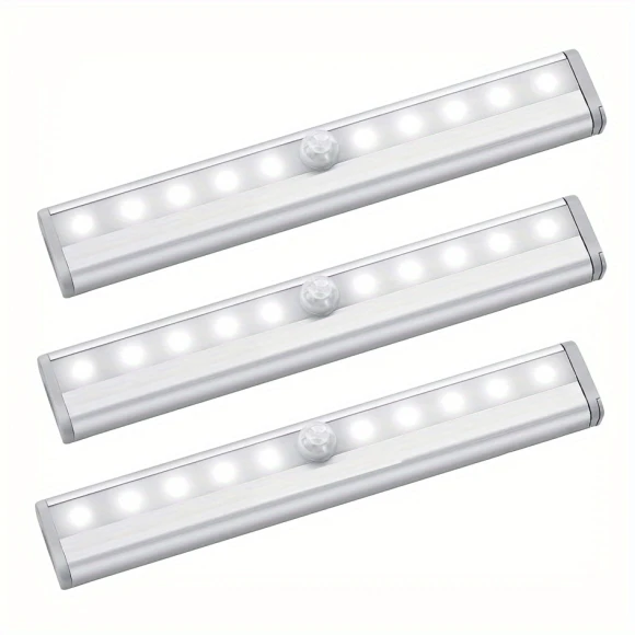 3pcs Under Cabinet Lights, 10 LED Battery Operated Wireless Motion Sensor Light Indoor