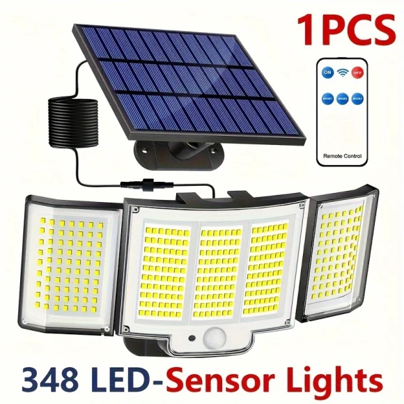 Solar Lights Outdoor, 348 LED Motion Sensor Lights With Remote Control