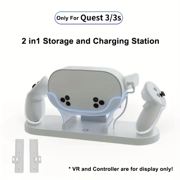 Dual-slot VR Charging Dock for Headset & Controller with LED Indicator