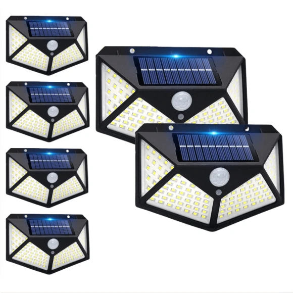 6pcs Solar Wall Light with Motion Sensor, Outdoor LED Light Strip for Garden, Patio, Yard, Fence, Garage, Porch...