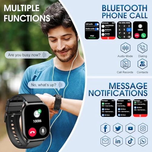 2.1" Smart Watch with Heart Rate Monitor, 120+ Sport Modes, IP68 Waterproof — Fitness Tracker, BP Doctor